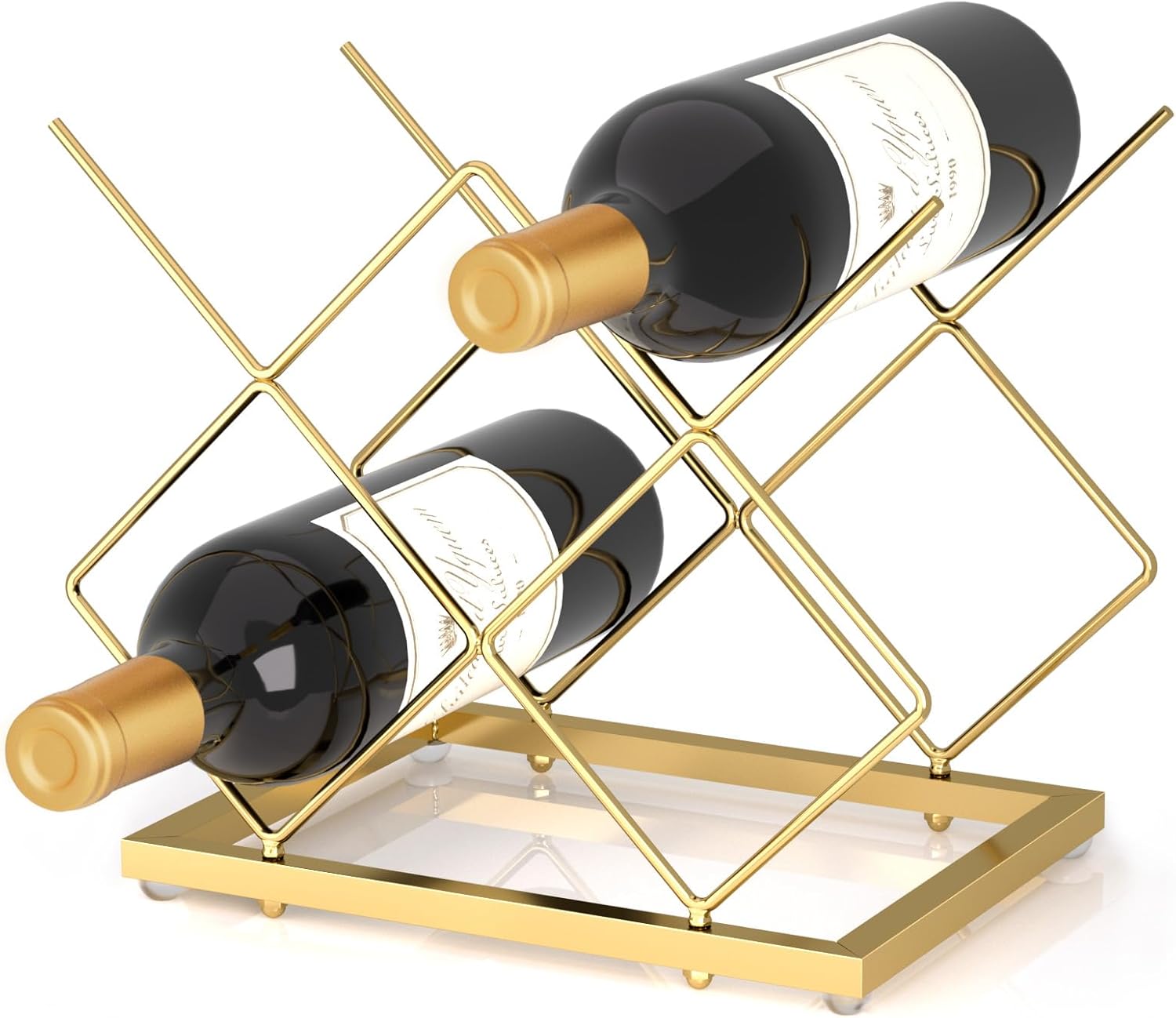 Urban Deco Gold Wine Rack Small Countertop for Cabinets – 5 Wine Holder
