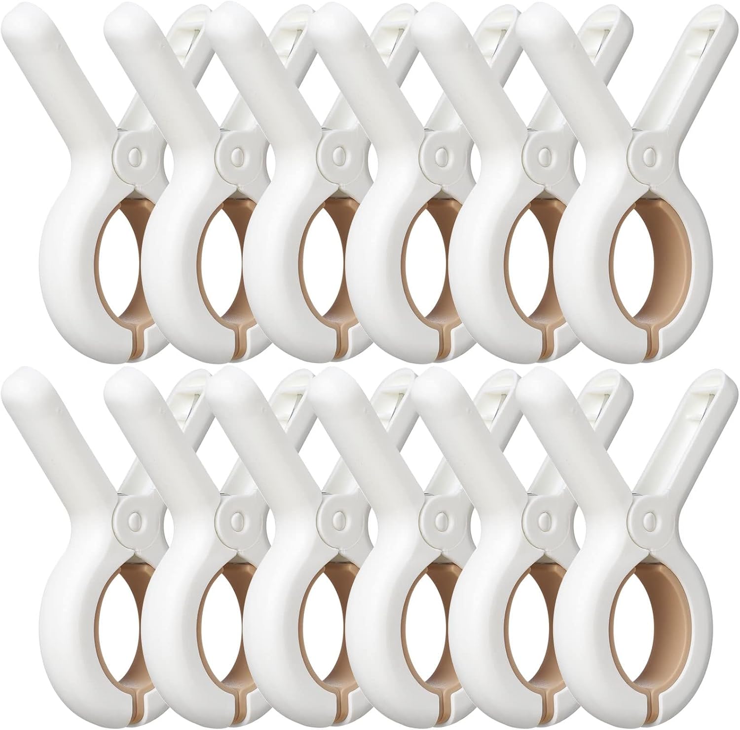 Heavy Duty Plastic Clothes Pins, 12 Pack White Laundry Clips with Anti-Rust Springs, 3.8 Inch