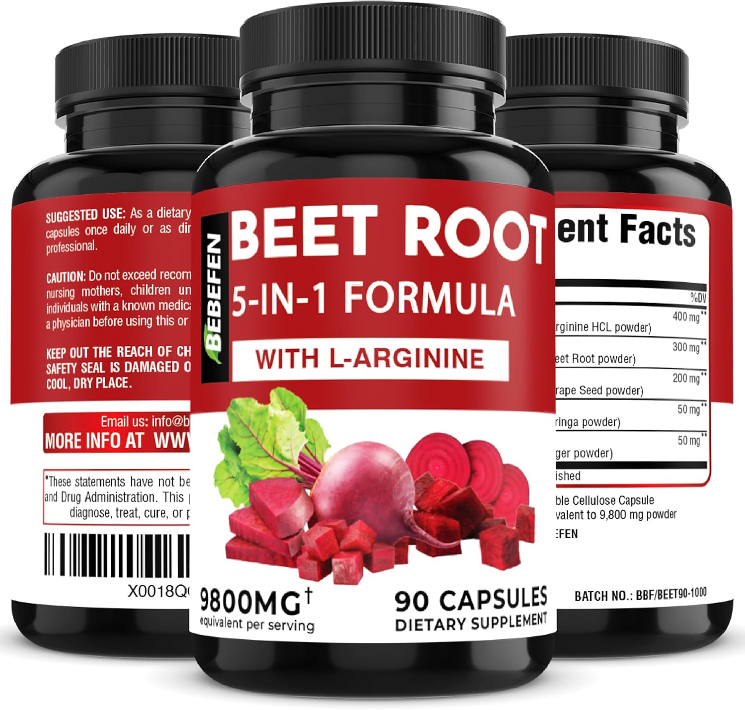 Beet Root Capsules with L-Arginine | Grape Seed | Moringa | and Ginger - 5in1 Beet Supplement