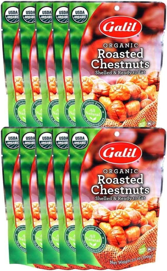 Galil Organic Roasted Chestnuts 10x100g Shelled Ready To Eat