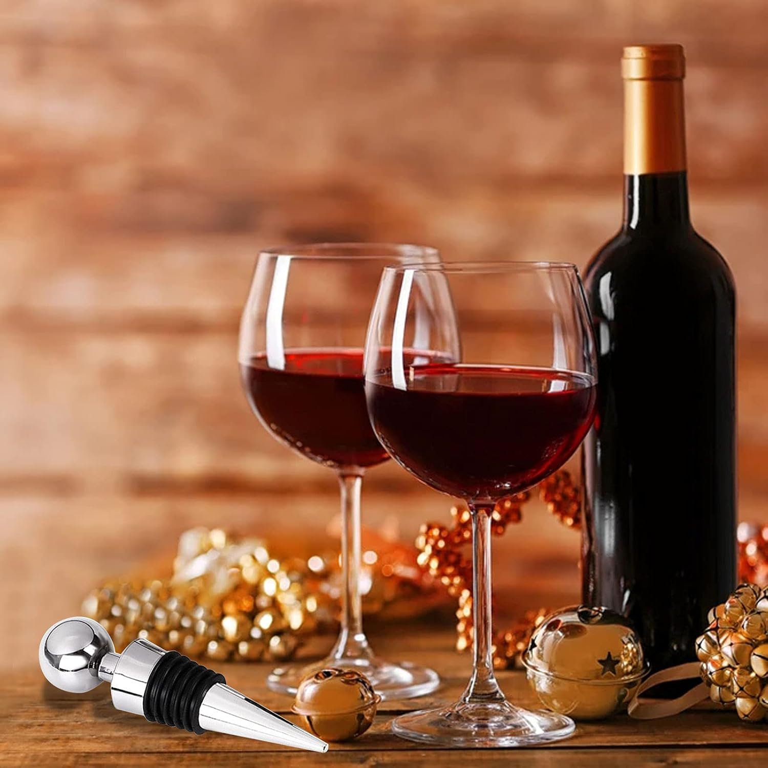 Wine Stopper Bottle Stopper 4-Pack - Wine Saver Zinc Alloy Silicone, Reusable Leak Proof Keep Fresh Wine Corks