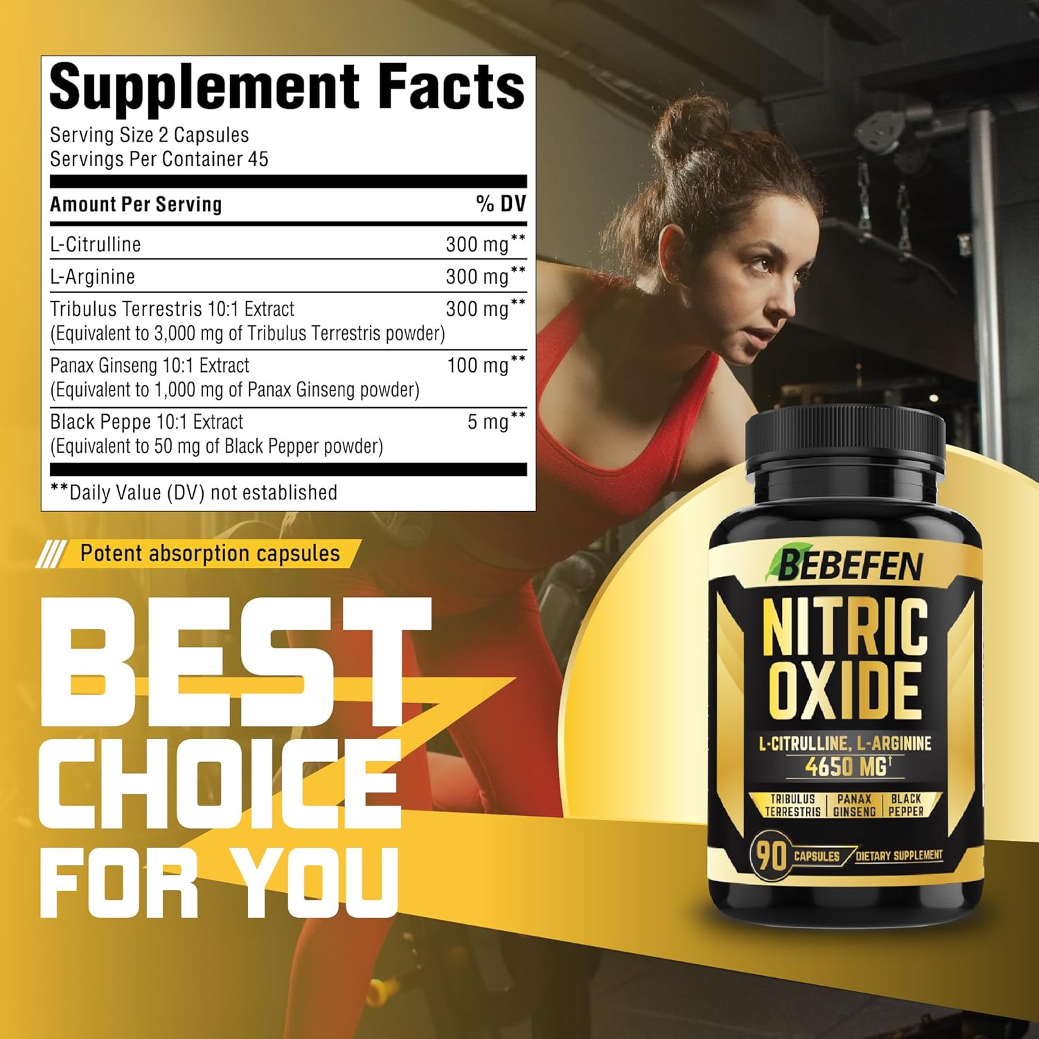 Nitric Oxide Supplements 4650mg - High Formula with L-Arginine, L-Citrulline