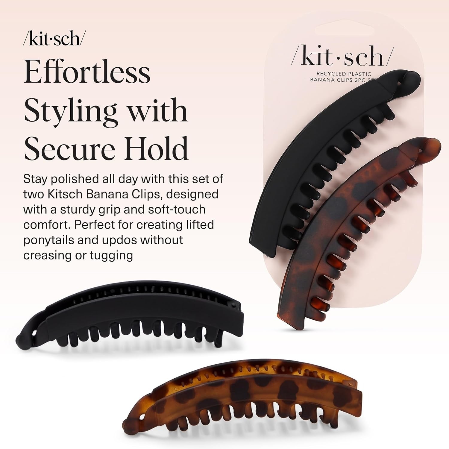 Kitsch Banana Clip – Retro 80’S Style Hair Clips for Women, Secure & Durable No
