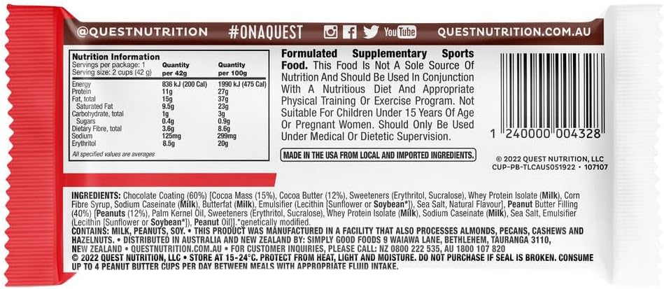 Quest Nutrition Peanut Butter Cups, High Protein, Low Carb, Keto Friendly, 12 Count