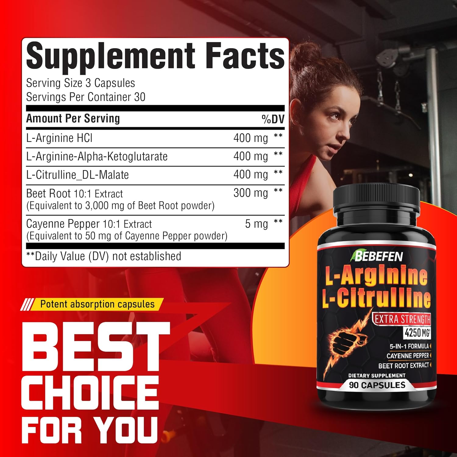 L-Arginine L-Citrulline Supplement 4250mg with Beet Root