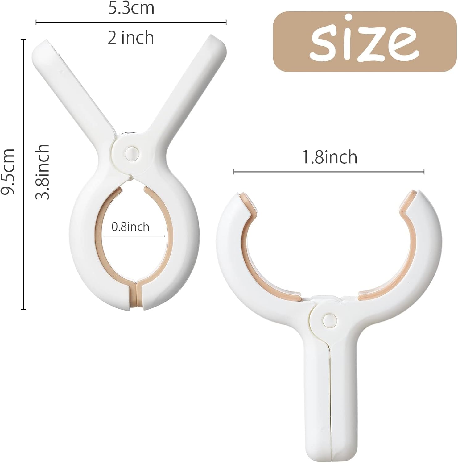 Heavy Duty Plastic Clothes Pins, 12 Pack White Laundry Clips with Anti-Rust Springs, 3.8 Inch