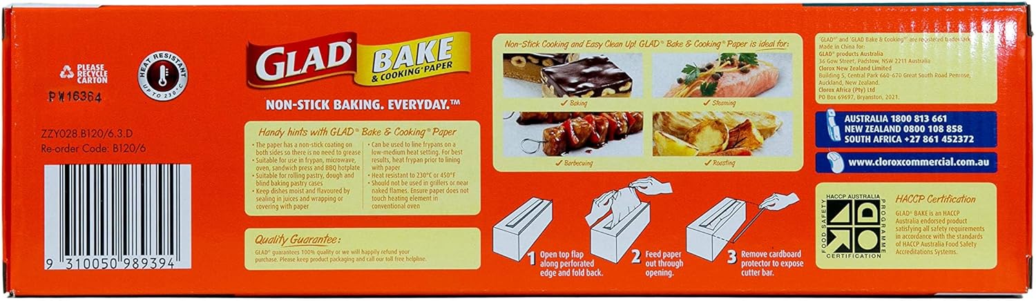Glad Bake and Cooking Paper, 120 Metre Non-Stick Baking Paper