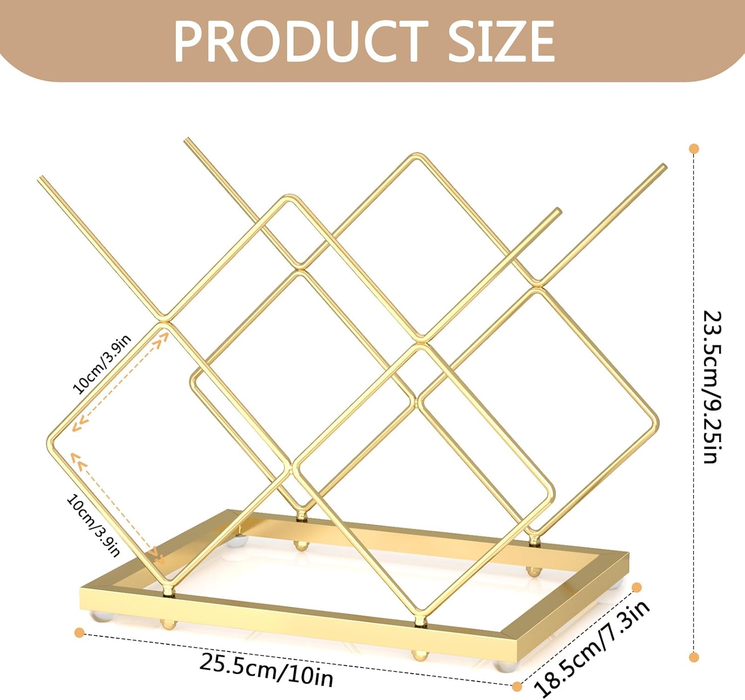 Urban Deco Gold Wine Rack Small Countertop for Cabinets – 5 Wine Holder