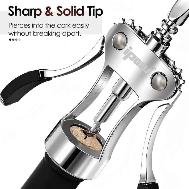 IPOW Wine Opener, Zinc Alloy Wine Bottle Opener Wing Corkscrew Heavy Duty