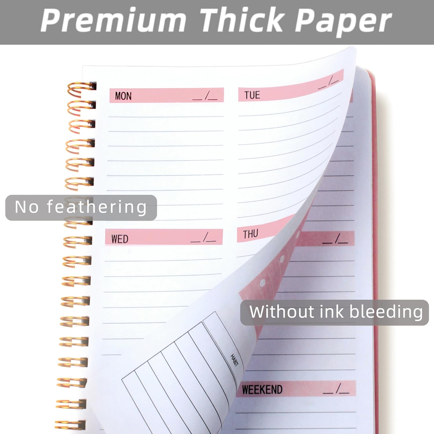 TOPMEET Weekly Planner, A5 Spiral Notebook with Habit Tracker