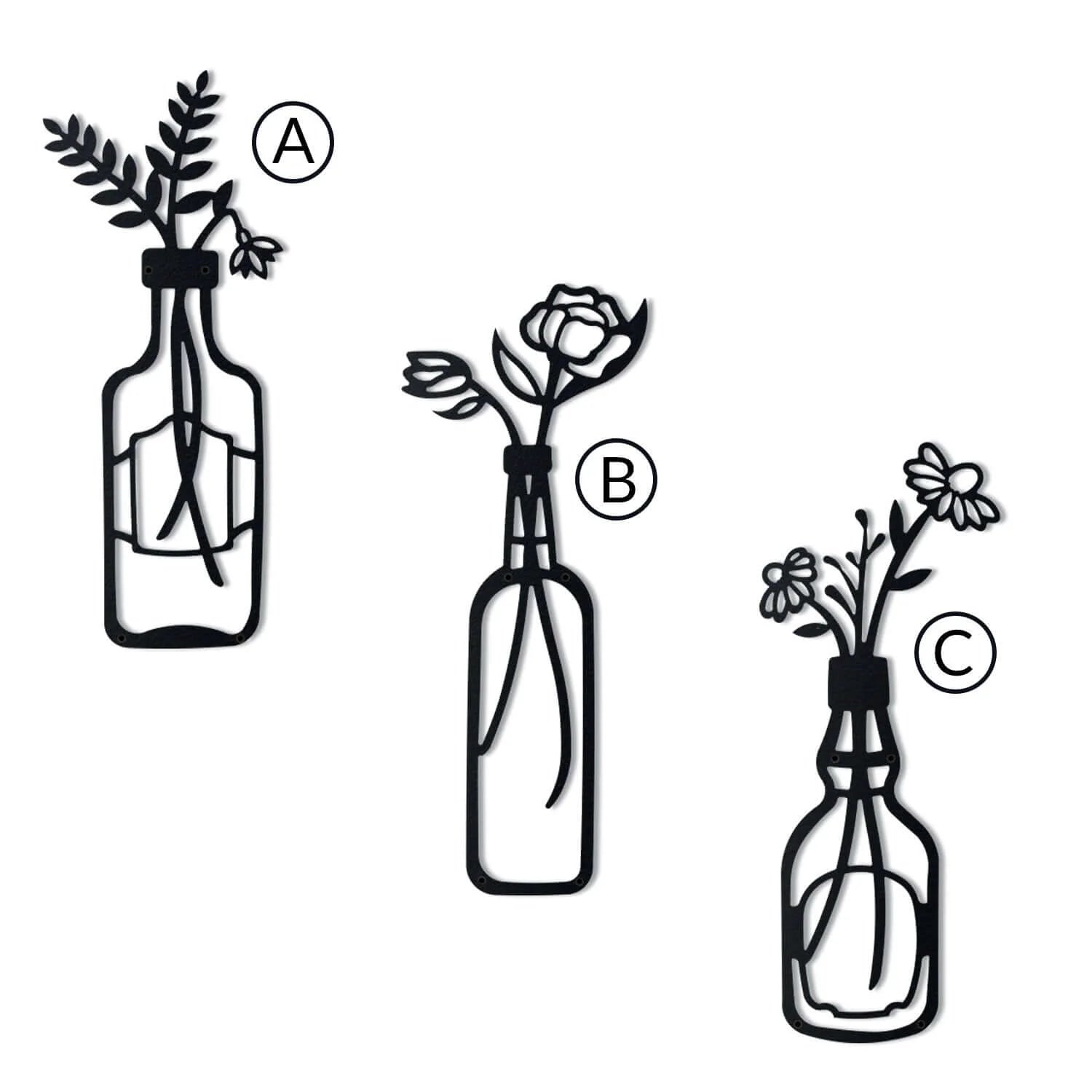 3-Piece Blommor  Metal Wall Art - Modern Nature