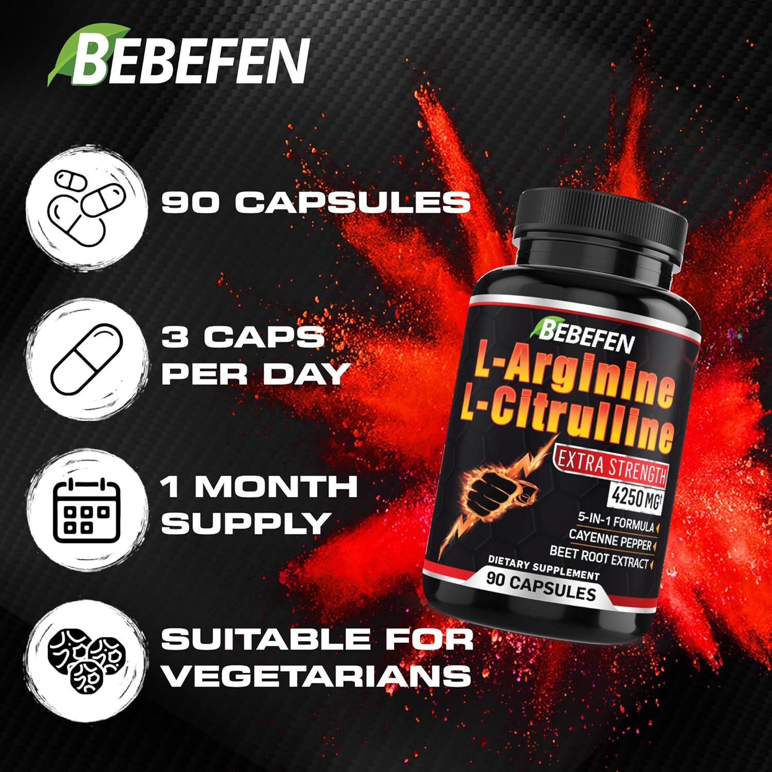 L-Arginine L-Citrulline Supplement 4250mg with Beet Root