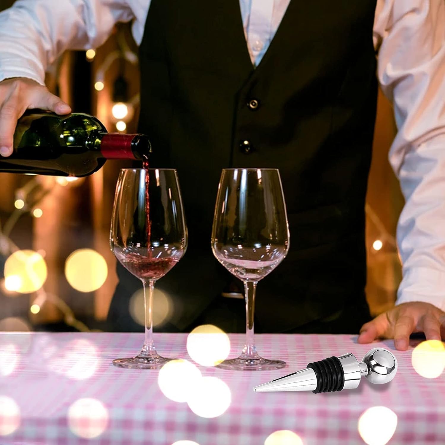 Wine Stopper Bottle Stopper 4-Pack - Wine Saver Zinc Alloy Silicone, Reusable Leak Proof Keep Fresh Wine Corks