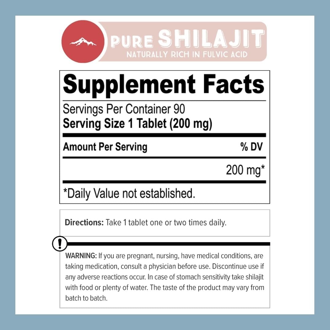 Pure Shilajit Tablets 90ct. (200mg Each) - Plant