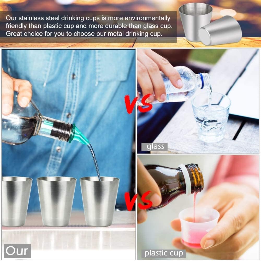 Stainless Steel Shot Glasses Set, 4 Pieces 30ml Stackable Cups with Black Leather Storage Case