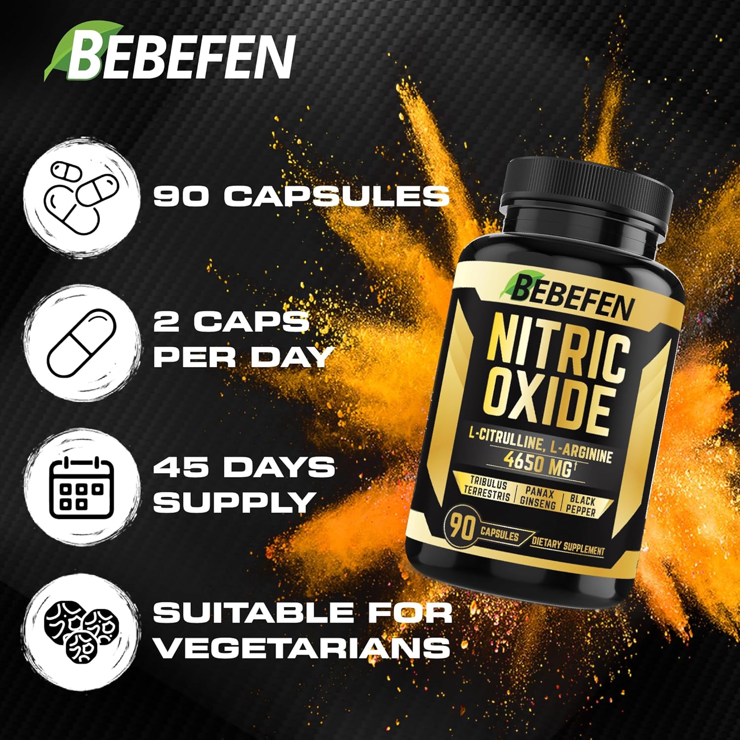 Nitric Oxide Supplements 4650mg - High Formula with L-Arginine, L-Citrulline