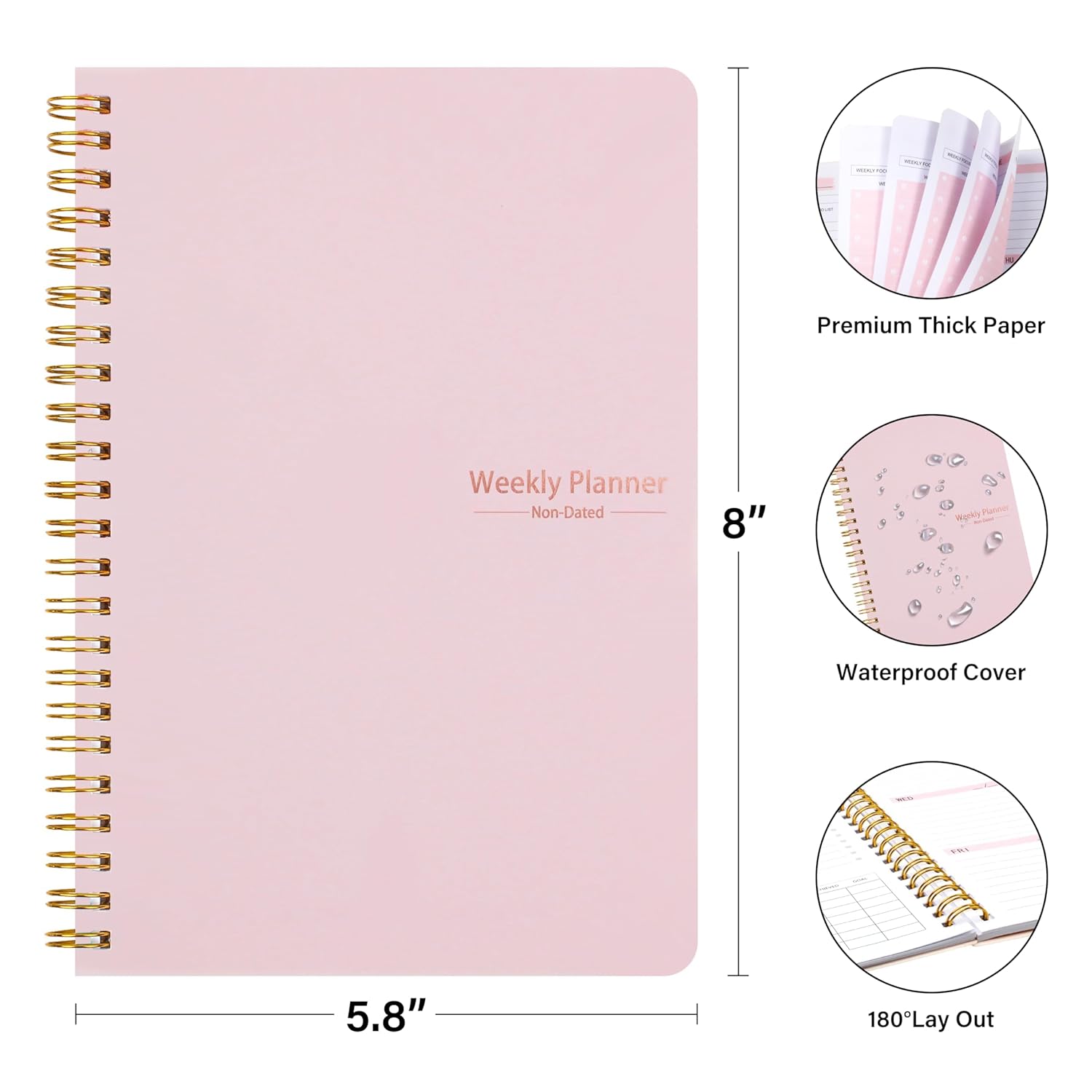 TOPMEET Weekly Planner, A5 Spiral Notebook with Habit Tracker