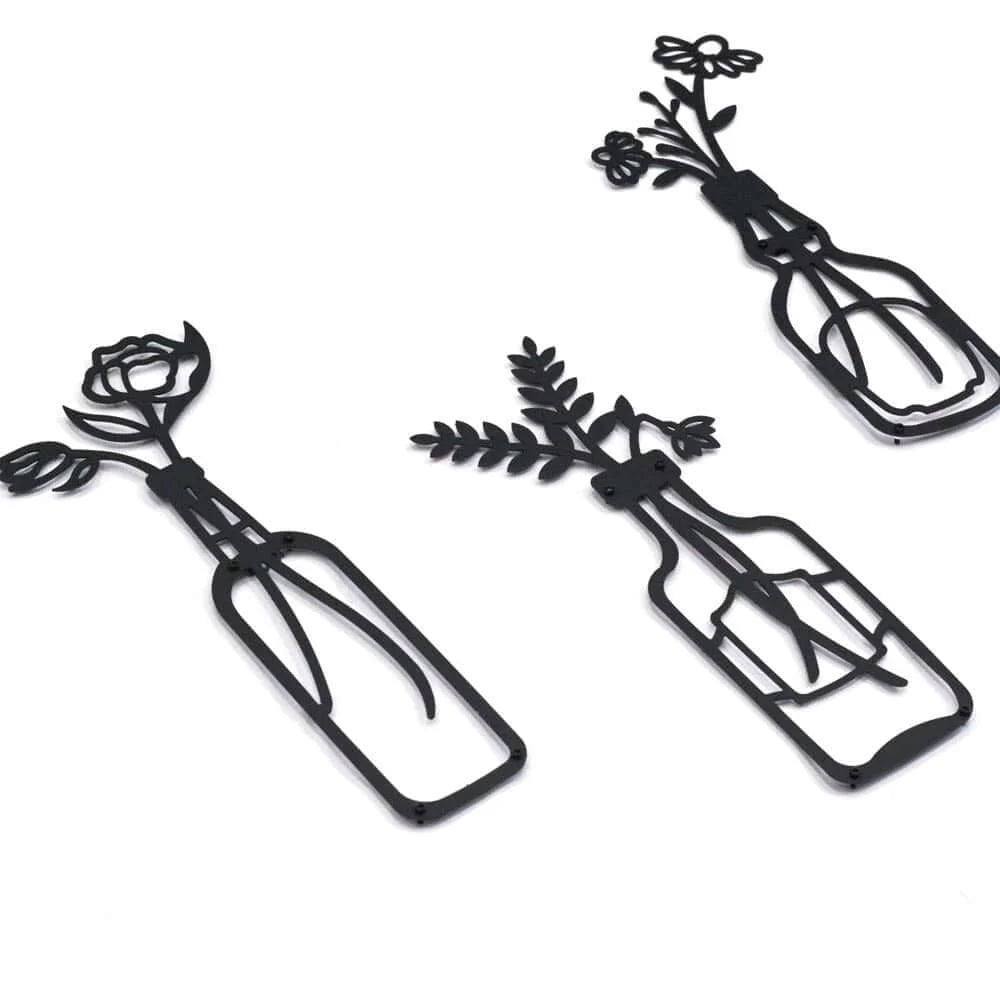 3-Piece Blommor  Metal Wall Art - Modern Nature