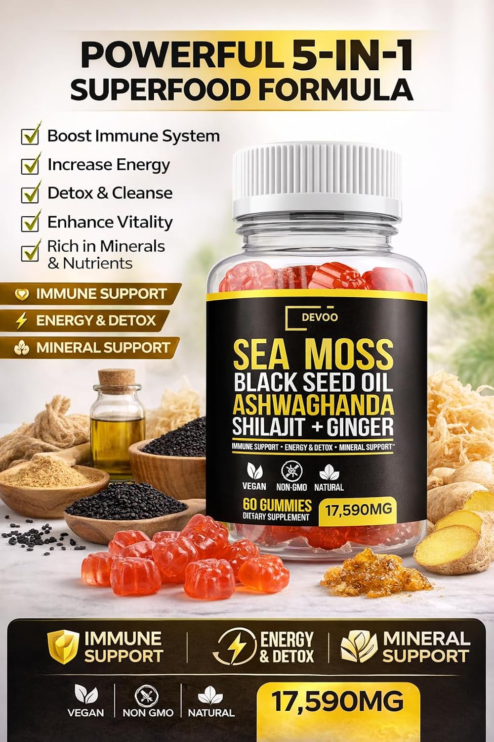 Himalayan Shilajit Gummies – Vegan & Sugar-Free Herbal Gummies