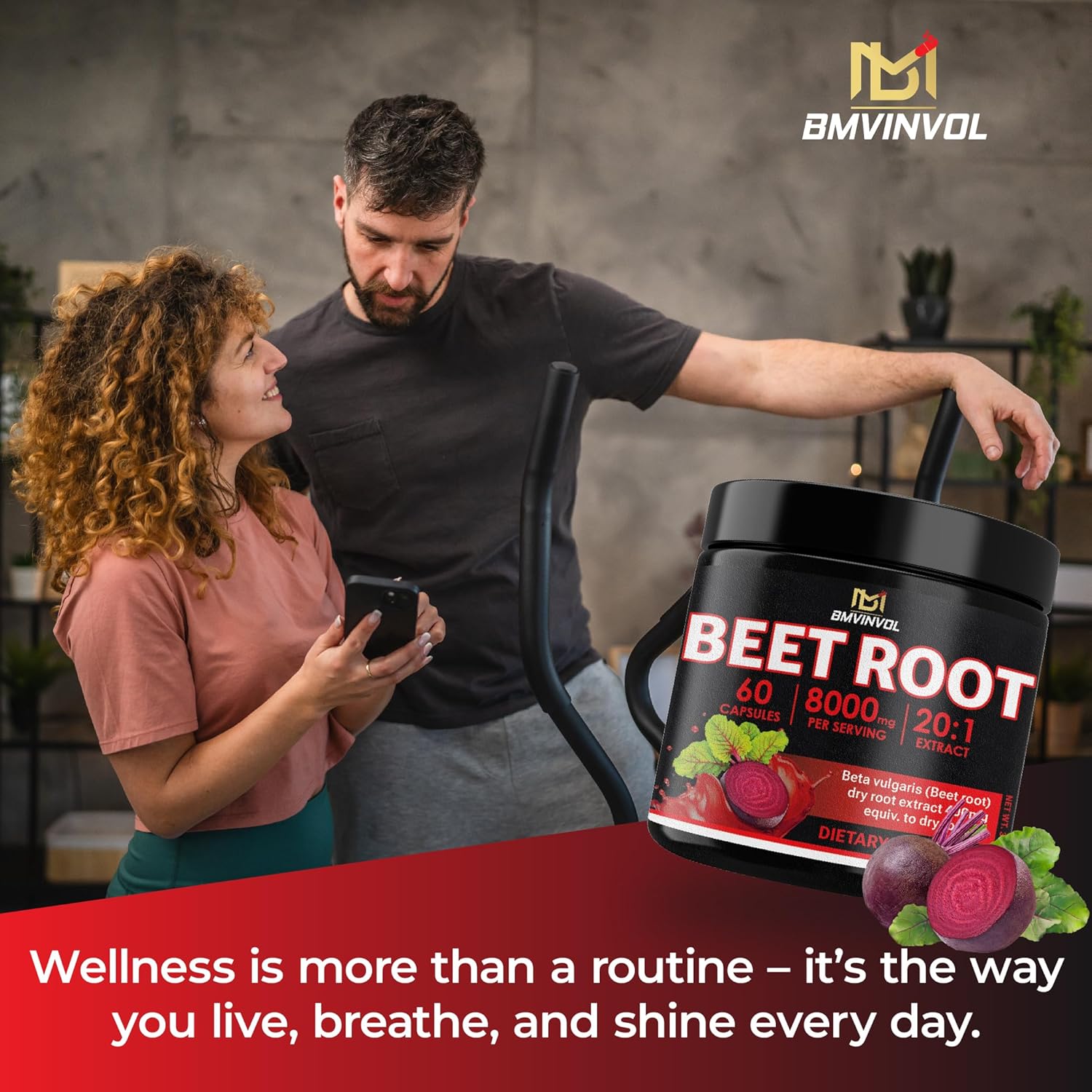 Beet Root 8000 mg Strength 20:1 Extract | 60 Vegan Capsules | Non-GMO | Gluten Free Formula | High Potency Herbal Extract Supplement