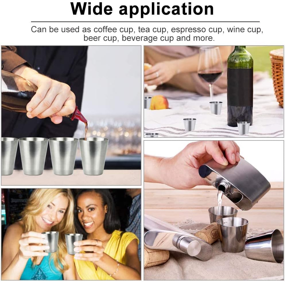Stainless Steel Shot Glasses Set, 4 Pieces 30ml Stackable Cups with Black Leather Storage Case