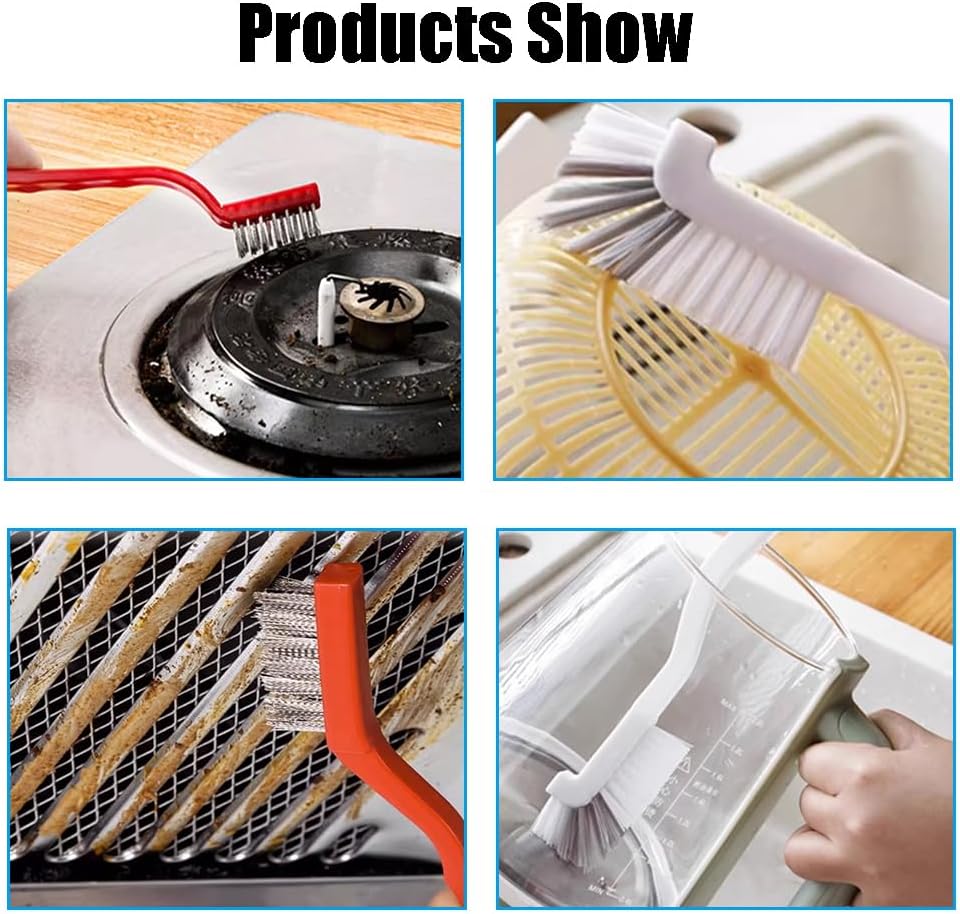 Crevice Cleaning Brushes - 8PCS Scrub Brush Toilet Cleaner, Grout Brush Set Clean Tools for Groove Corner