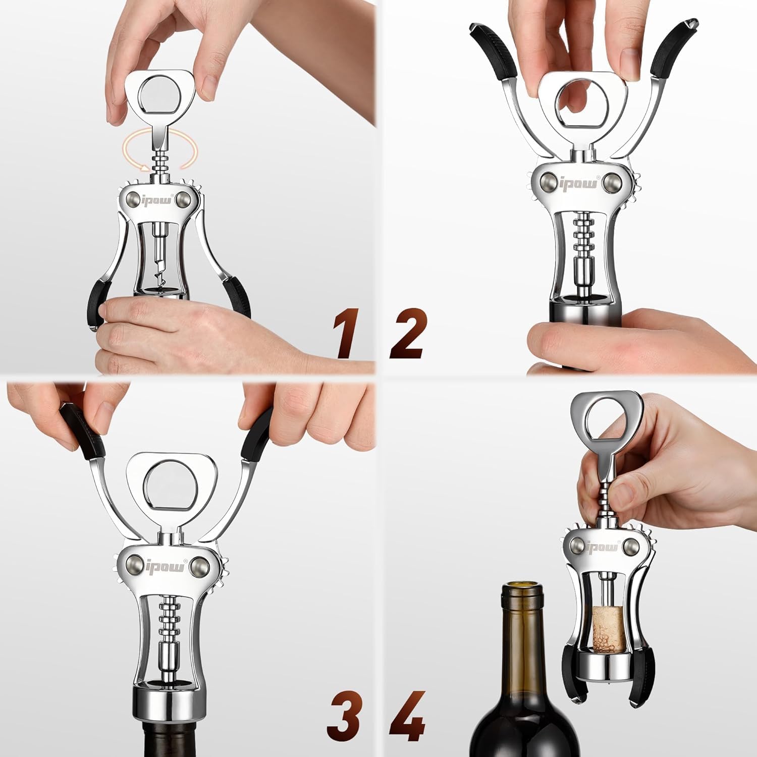IPOW Wine Opener, Zinc Alloy Wine Bottle Opener Wing Corkscrew Heavy Duty