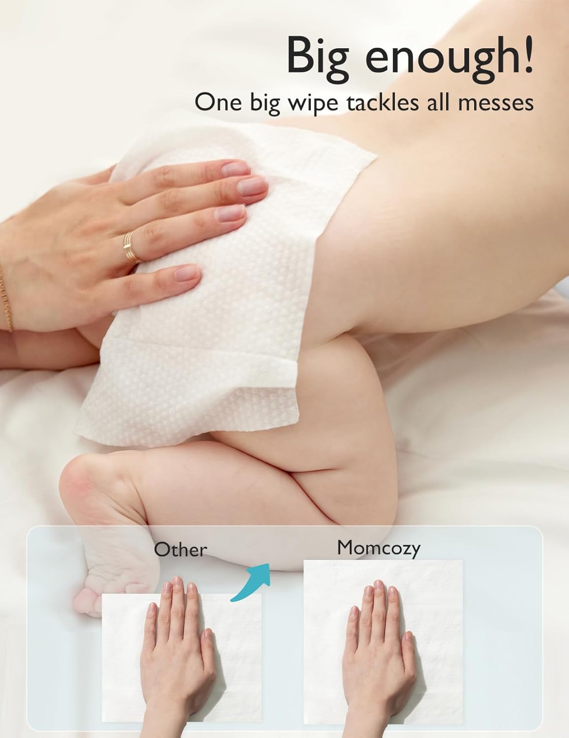 Momcozy Baby Wipes-Extra Large Size Design, 99% Water Based 12 Flip-Top Packs (720 Wipes Total)