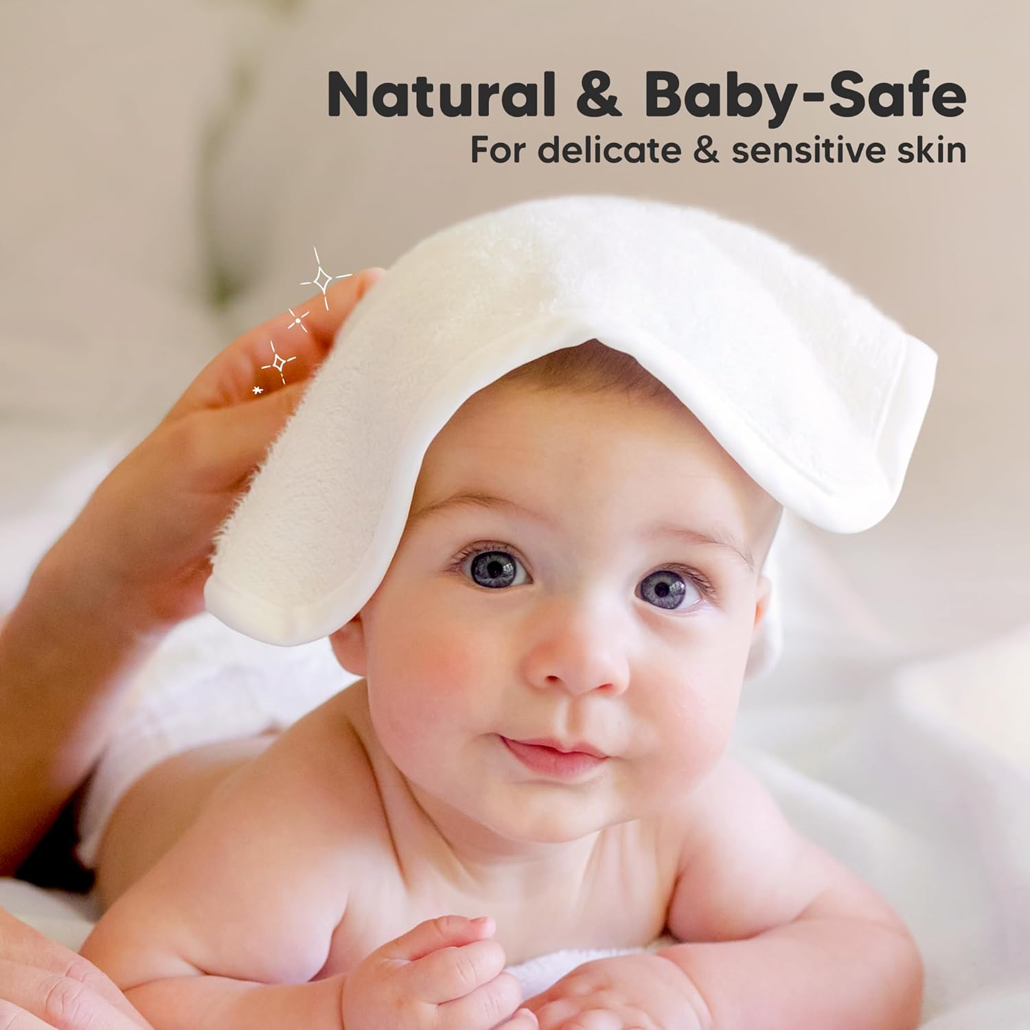 6-Pack Soft Baby Washcloths, Bamboo - Kids, Newborn Bath Towels, Infant Shower