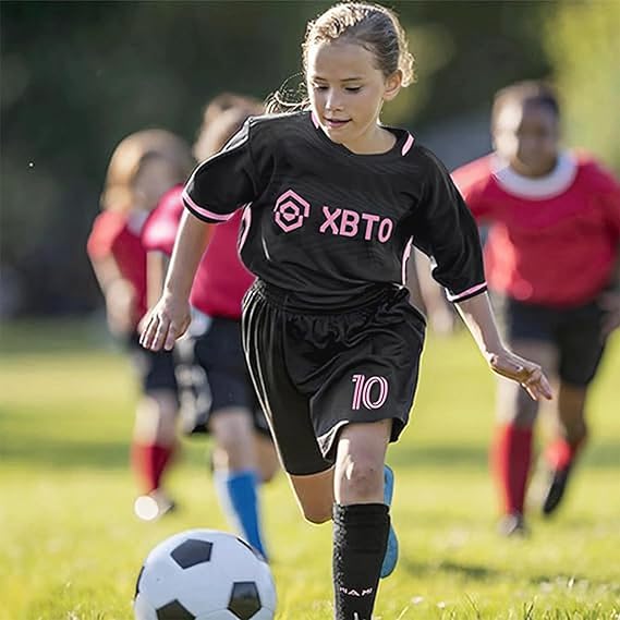 3PCS Kid T-Shirt Trunks Socks Soccer Shirt Set, #10 Jersey Youth Kid Sizes Football Sportswear