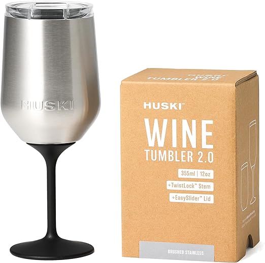 Wine Tumbler 2.0 Stainless Steel 12oz Triple Insulated Glass with Lid Champagne