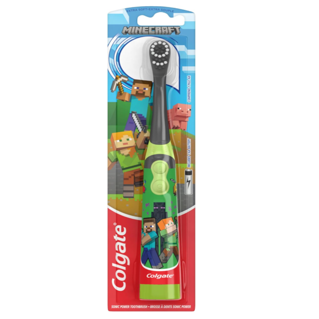 Colgate Minecraft Toothbrush Battery Powered Extra-Soft Bristles for Ages 3+Kids