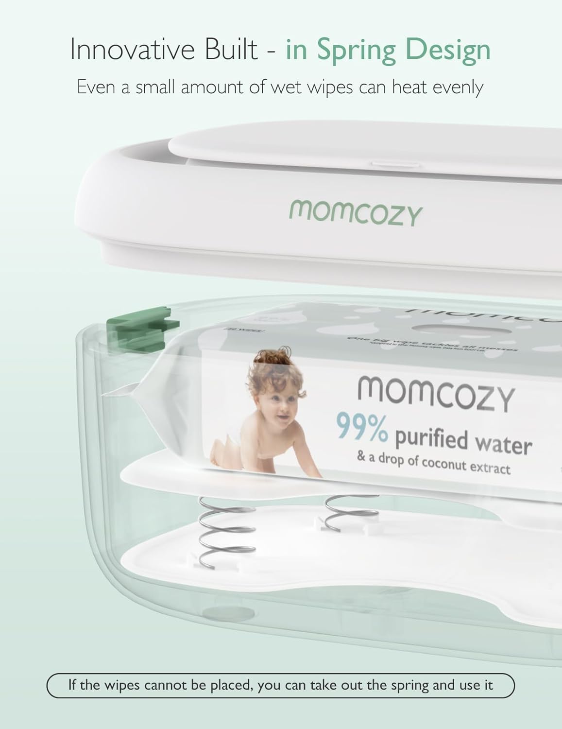 Momcozy Baby Wipe Warmer, Innovative Spring Design, Large Capacity Wipes Dispens