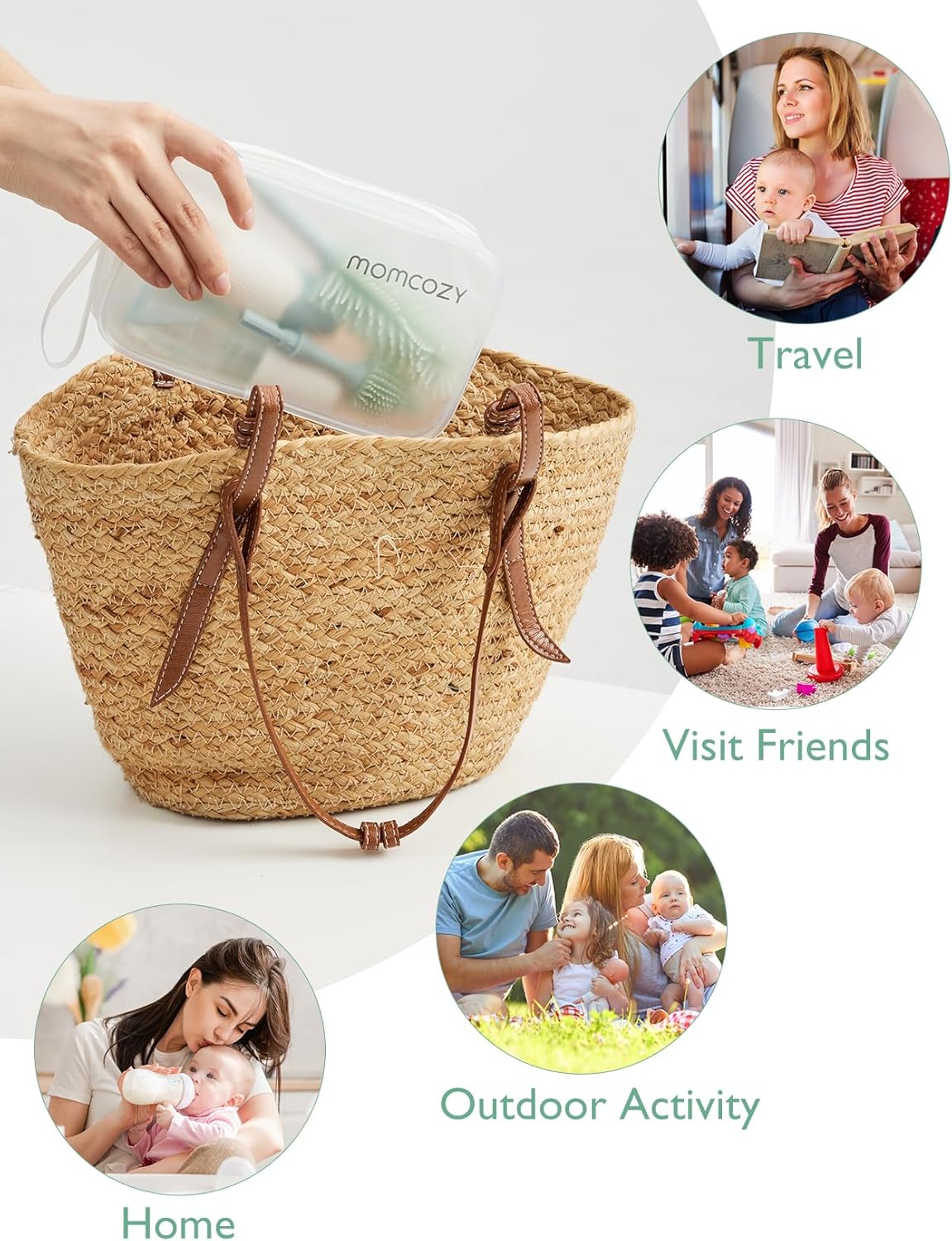 Momcozy Bottle Brush Kit, Innovative Push-Press Design for Better Cleaning - Bab