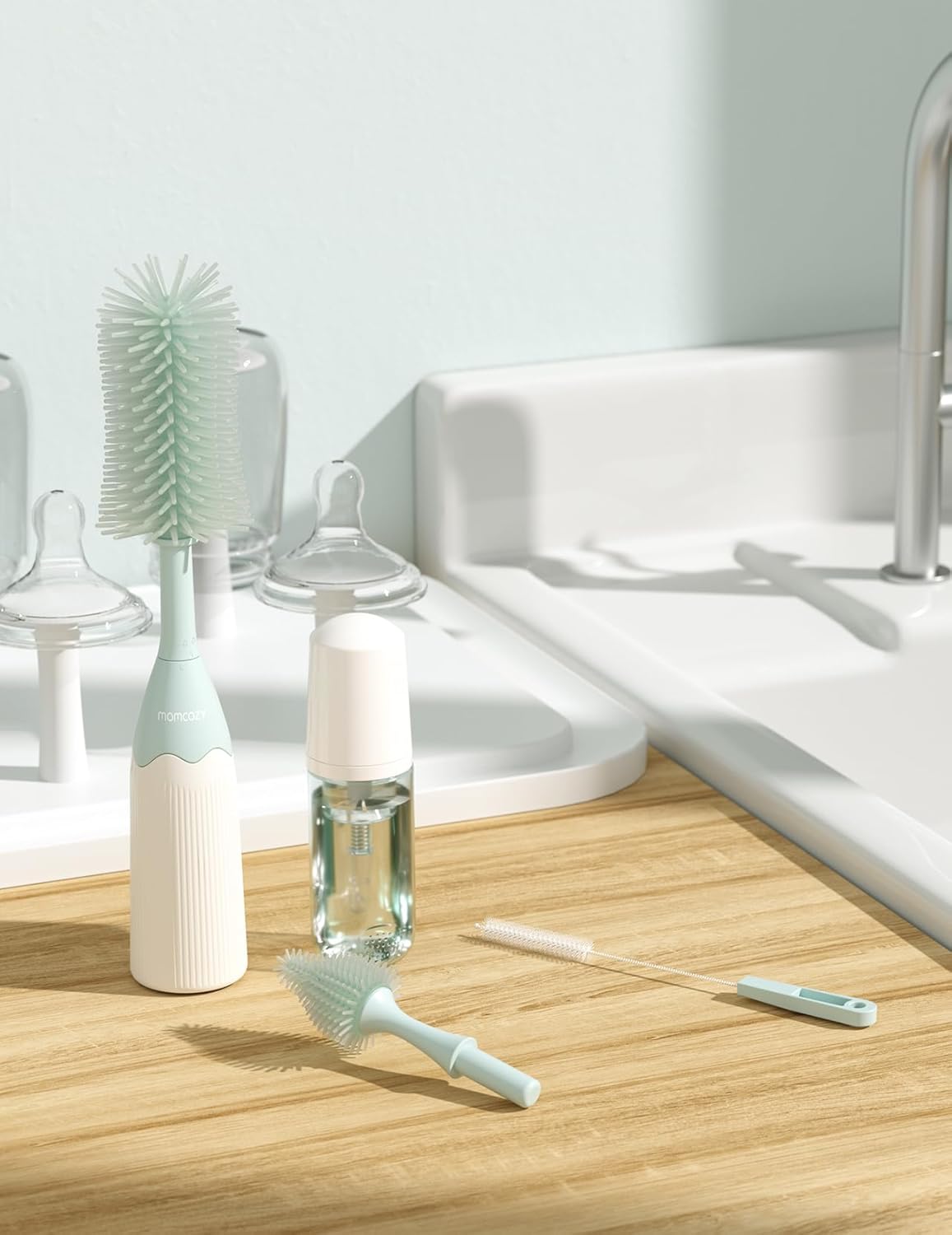 Momcozy Bottle Brush Kit, Innovative Push-Press Design for Better Cleaning - Bab