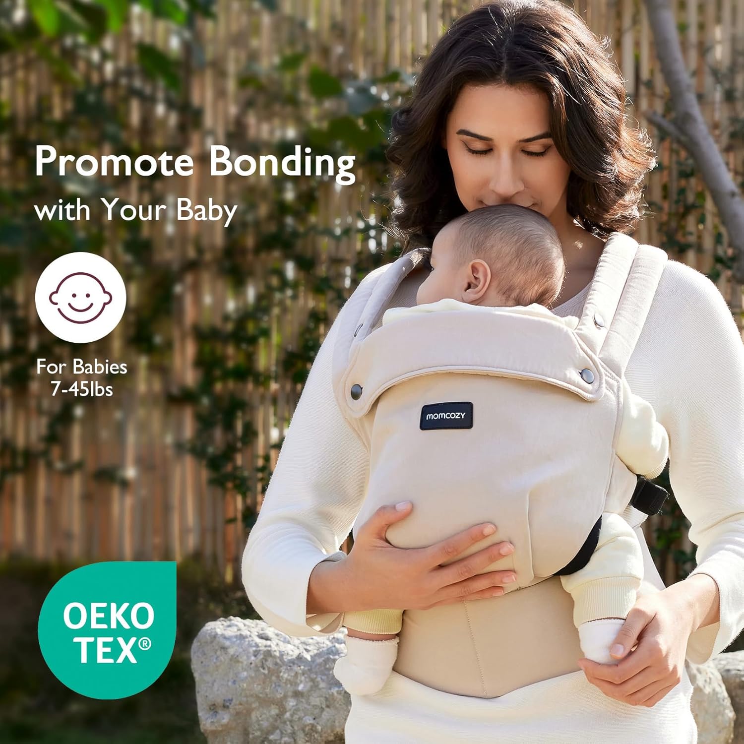 Momcozy Baby Carrier Ergonomic Cozy and Lightweight for 7-44 lbs, Khaki