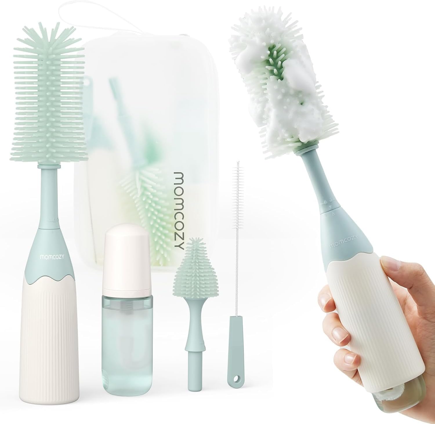 Momcozy Bottle Brush Kit, Innovative Push-Press Design for Better Cleaning - Bab