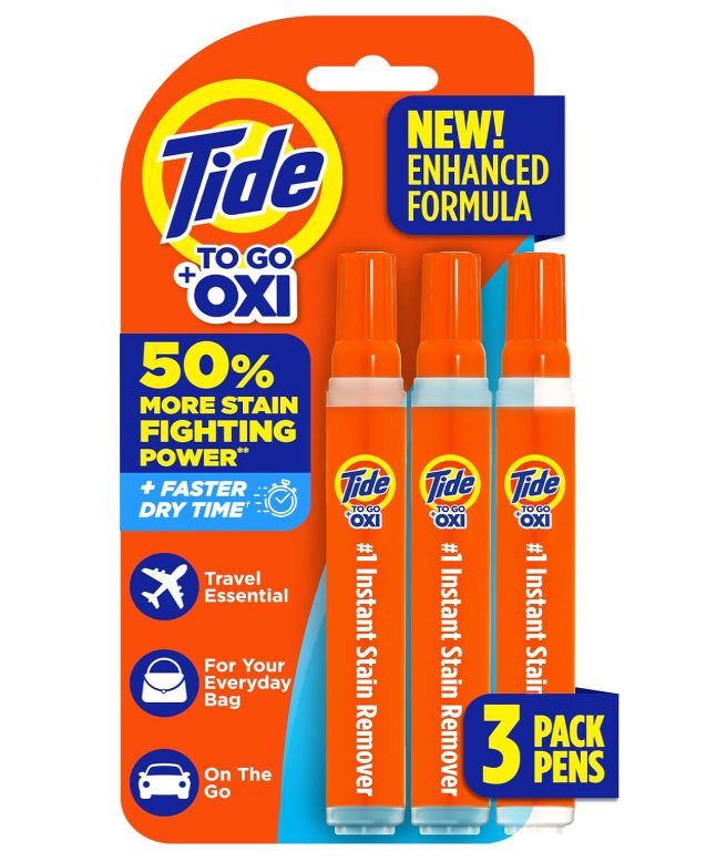 Tide Stain Remover for Clothes, To Go Pen, Instant 3 Count (Pack of 1)