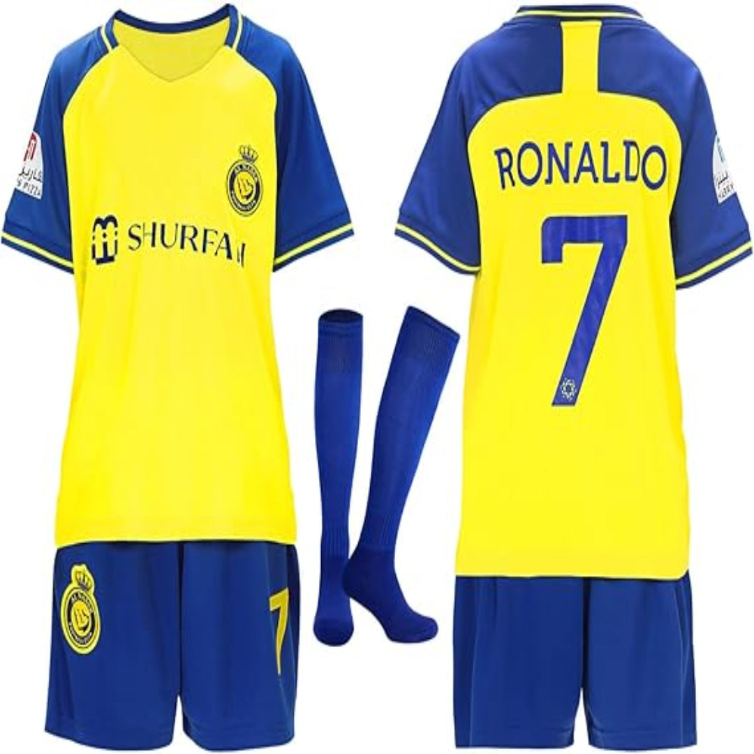 3PCS Kid T-Shirt Trunks Socks Soccer Shirt Set, #10 Jersey Youth Kid Sizes Football Sportswear