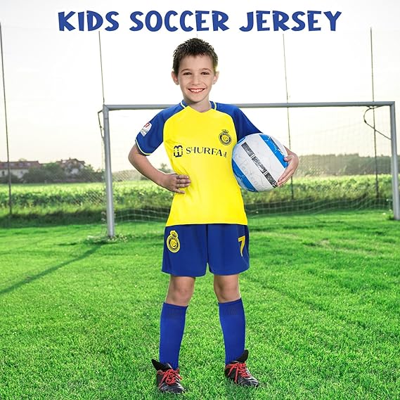 3PCS Kid T-Shirt Trunks Socks Soccer Shirt Set, #10 Jersey Youth Kid Sizes Football Sportswear