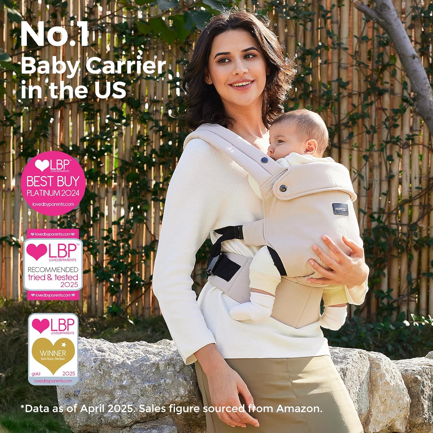 Momcozy Baby Carrier Ergonomic Cozy and Lightweight for 7-44 lbs, Khaki