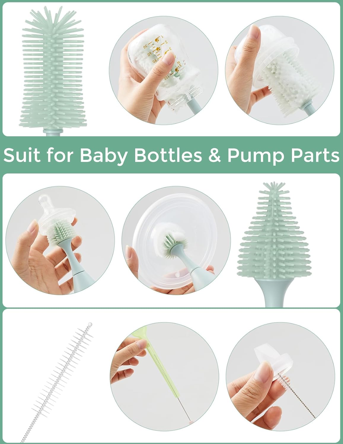 Momcozy Bottle Brush Kit, Innovative Push-Press Design for Better Cleaning - Bab