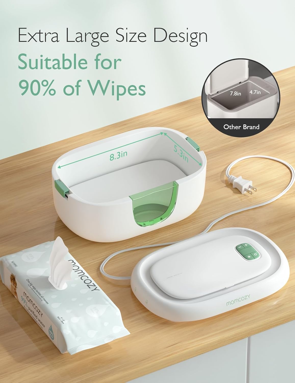 Momcozy Baby Wipe Warmer, Innovative Spring Design, Large Capacity Wipes Dispens