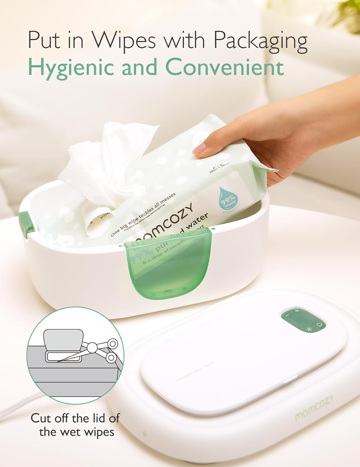 Momcozy Baby Wipe Warmer, Innovative Spring Design, Large Capacity Wipes Dispens