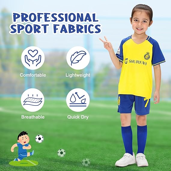 3PCS Kid T-Shirt Trunks Socks Soccer Shirt Set, #10 Jersey Youth Kid Sizes Football Sportswear