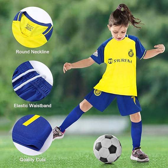 3PCS Kid T-Shirt Trunks Socks Soccer Shirt Set, #10 Jersey Youth Kid Sizes Football Sportswear