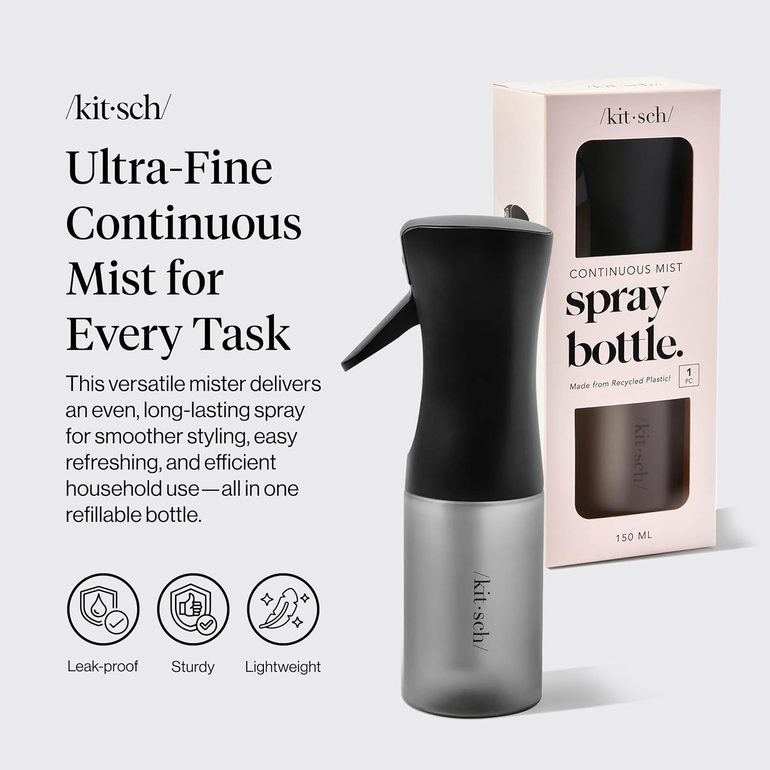 Kitsch Spray Bottle for Hair 150Ml - Continuous Water Spray Bottle for Hair,
