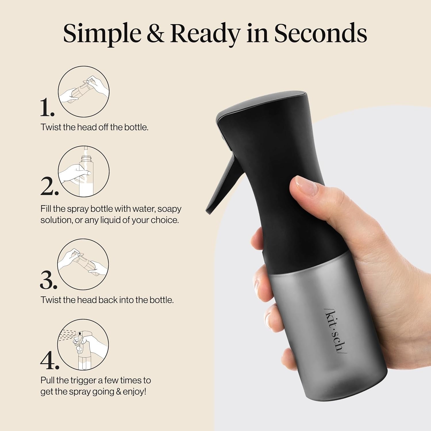 Kitsch Spray Bottle for Hair 150Ml - Continuous Water Spray Bottle for Hair,