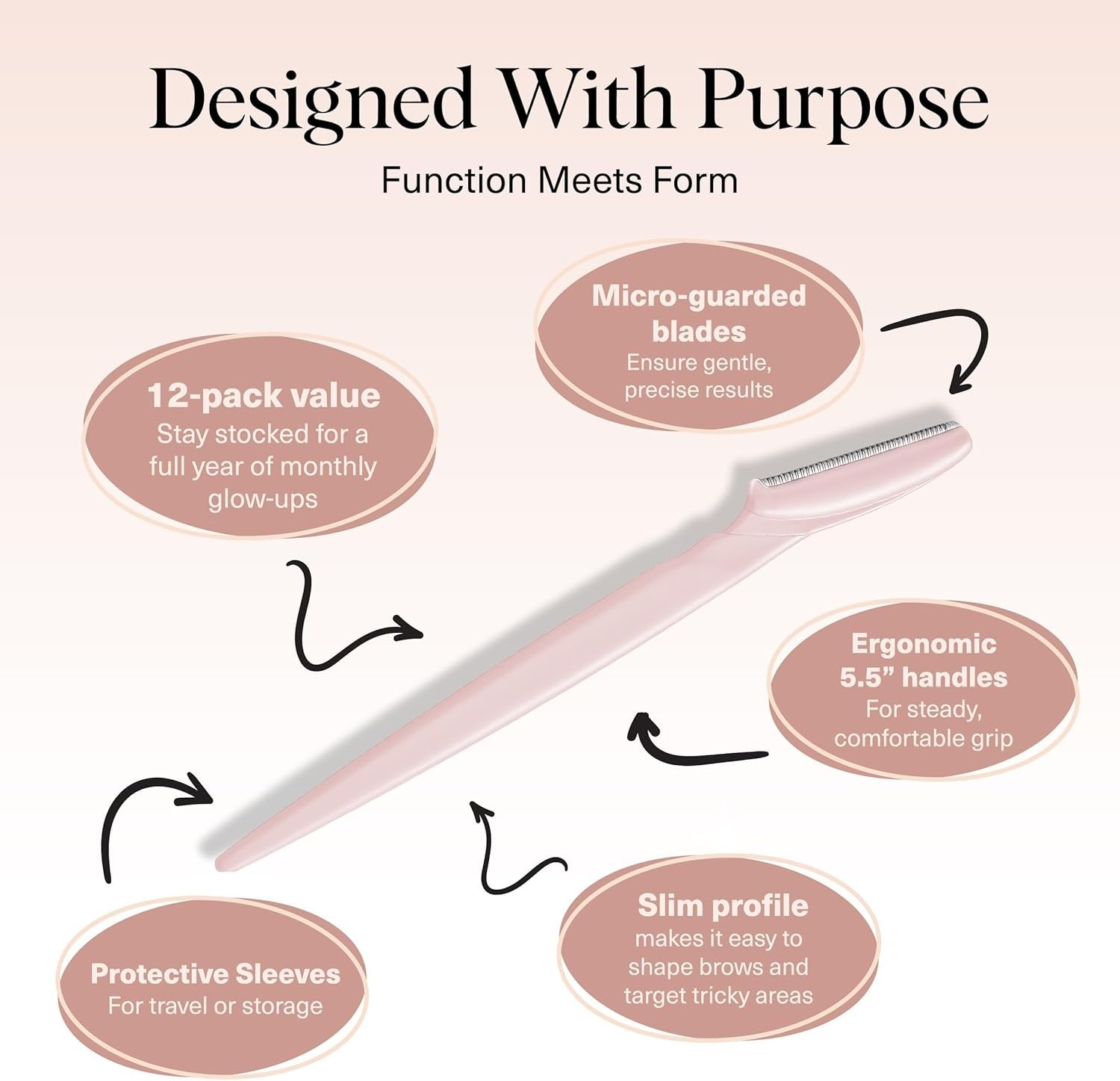 Kitsch Dermaplane Razor for Women Face – Face Razors for Women & Men, Eye Brow R