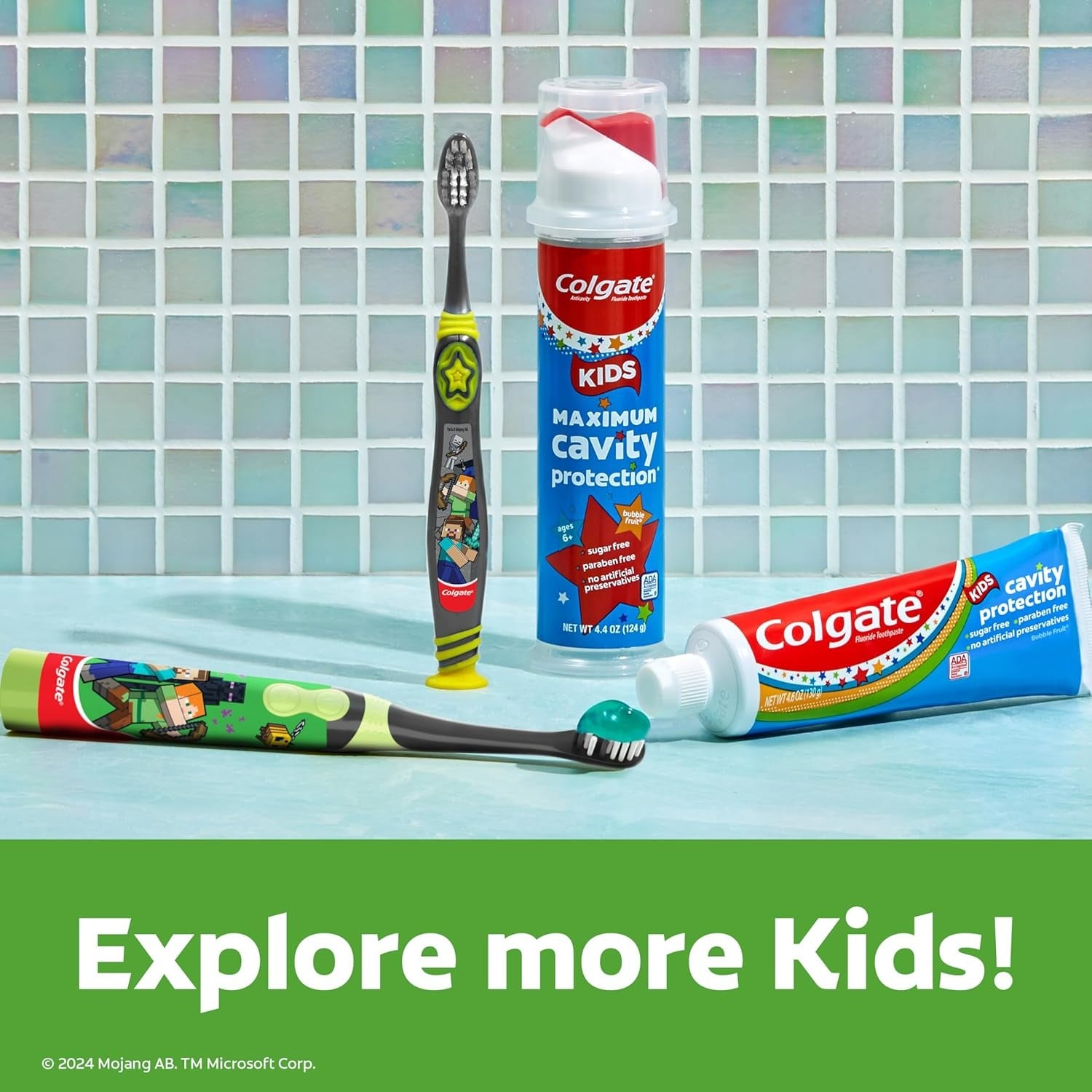 Colgate Minecraft Toothbrush Battery Powered Extra-Soft Bristles for Ages 3+Kids